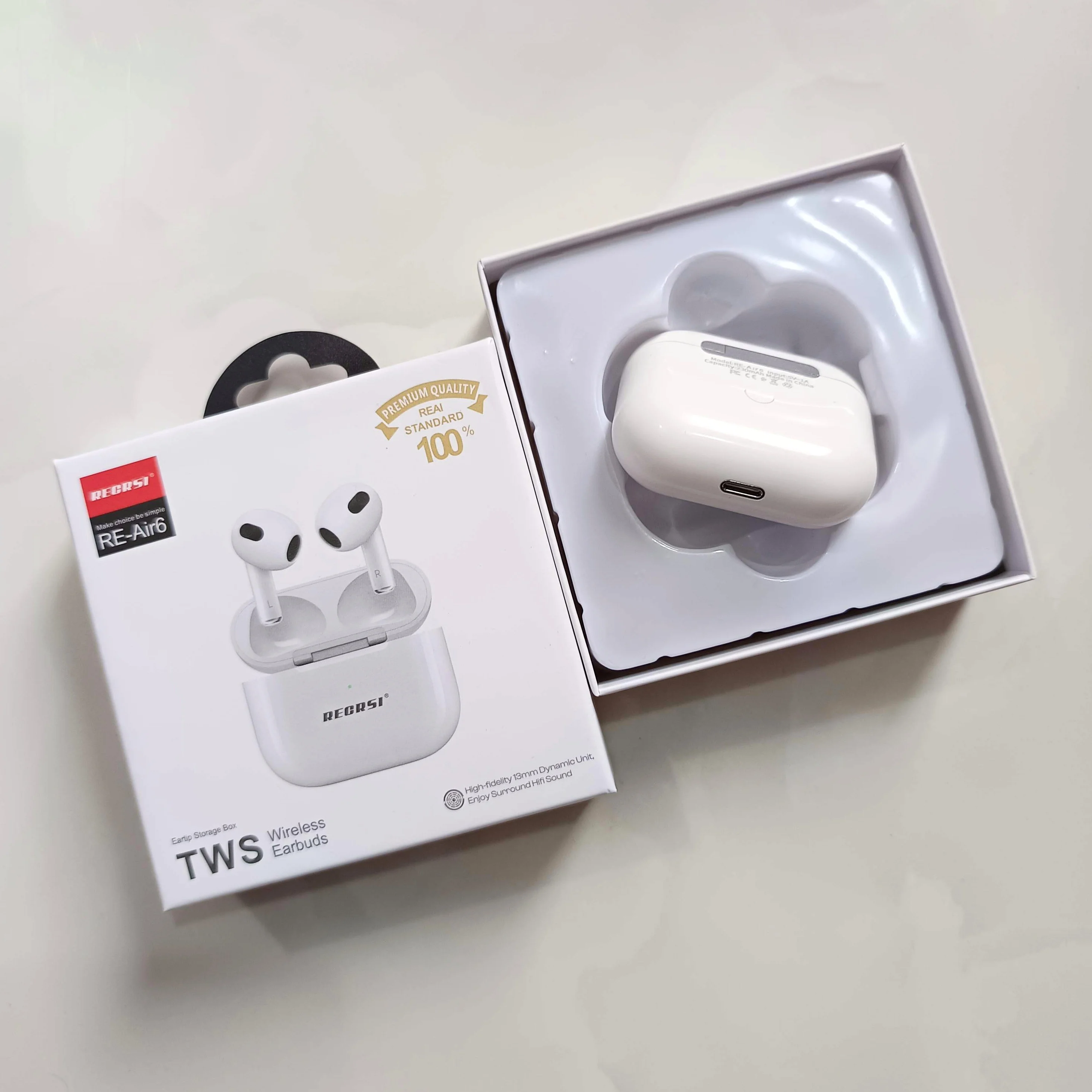 RECRSI RE-Air6 Bluetooth Wireless Earbuds - White