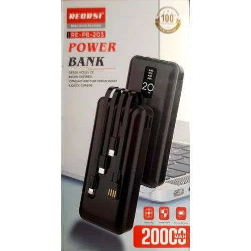 RECRSI RE-PB-203 Quick Charge LED Power Bank - 20000mah - Black