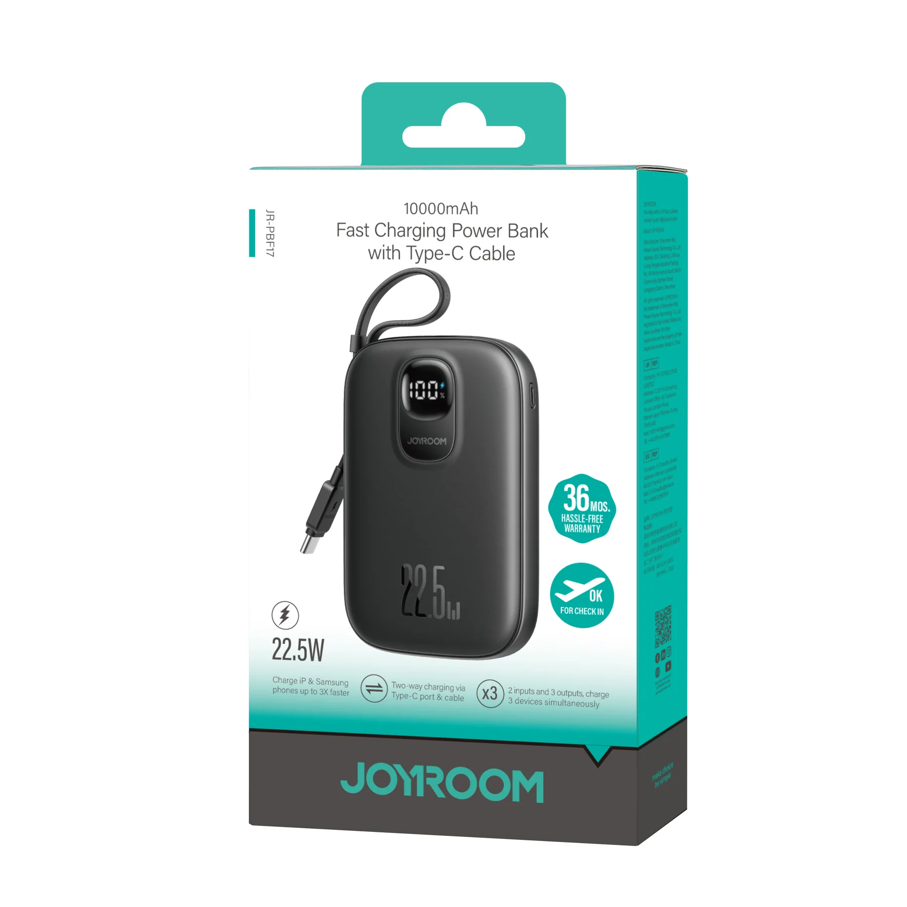 Joyroom JR-PBF17 22.5W Fast Charging Power Bank - 10000mAh